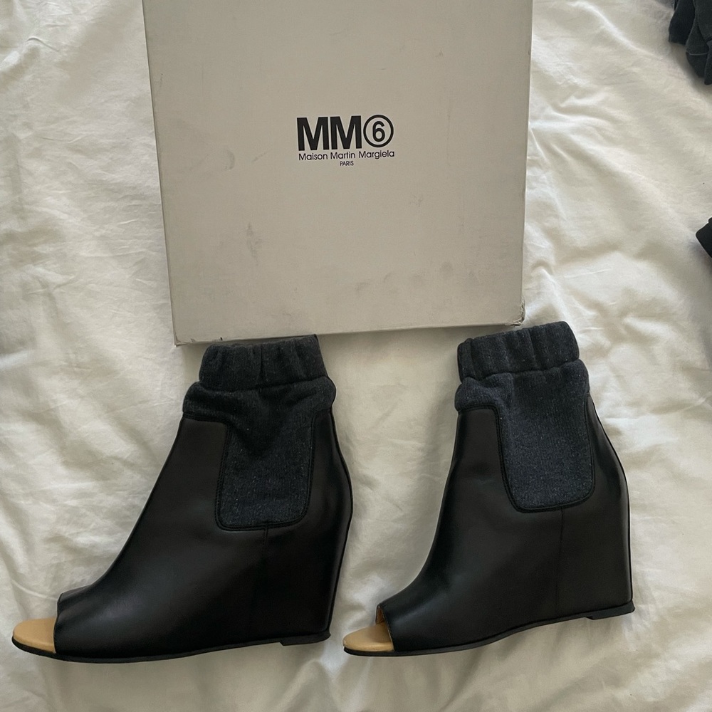 MM6 wedge open toe boots